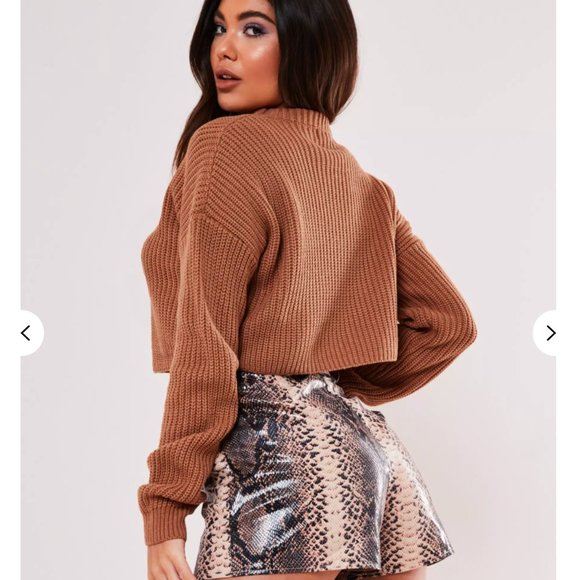 Brand New brown super cropped basic sweater - Picture 2 of 4